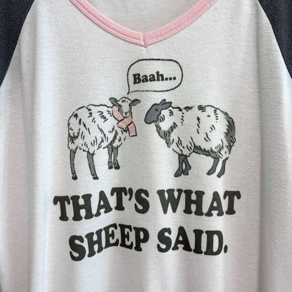 PJ Salvage Long Sleeve Soft That’s What Sheep Said Pajama Sleep Top - Picture 3 of 11